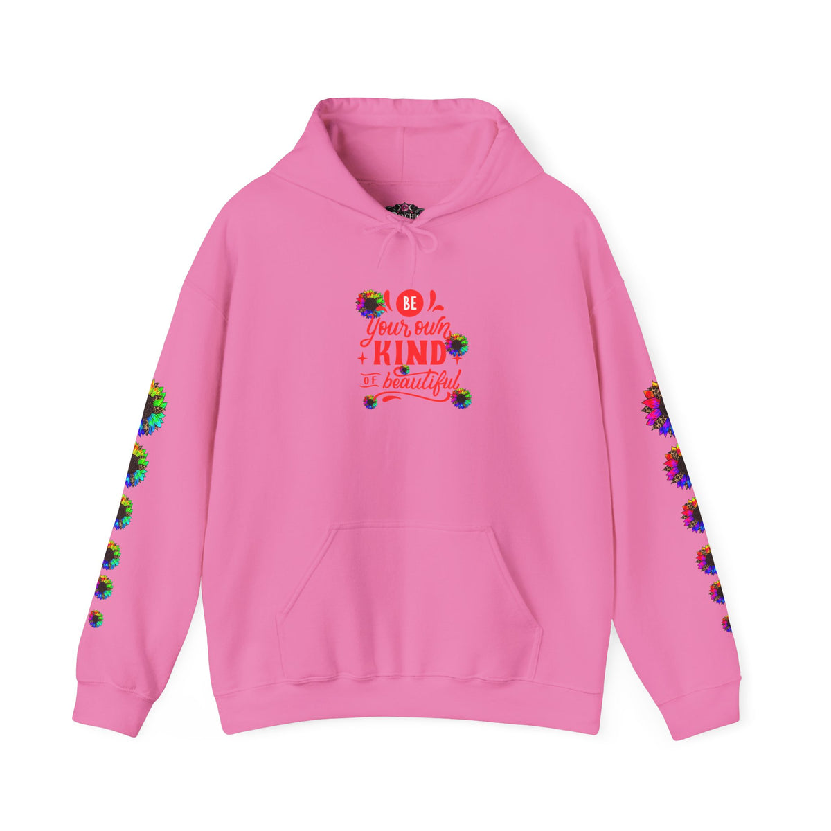 Inspirational Floral Hoodie – "Your Smile is Kind & Beautiful" Rainbow Sunflower Cozy Pullover