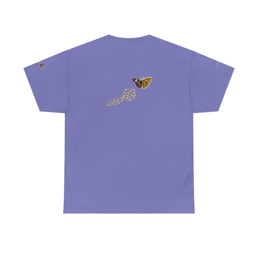 Sunflower Kitten Tee | Butterfly Accent, Floral Cat Shirt