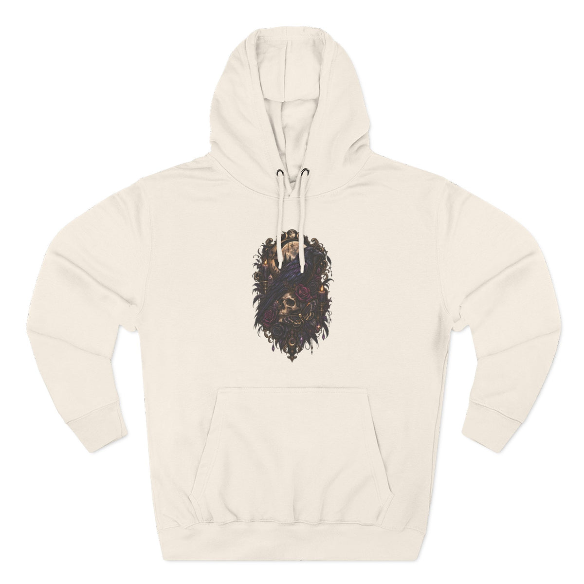 Raven Skull Graphic Hoodie — Gothic Fleece Pullover