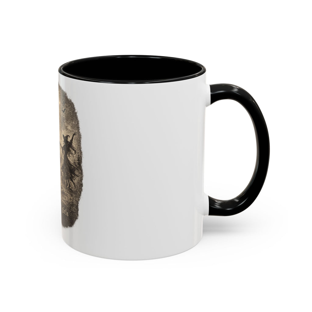 Witch Circle Coffee Mug — "Girls Will Be Girls" Vintage Halloween Accent Mug