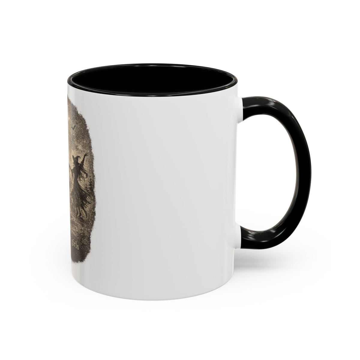 Witch Circle Coffee Mug — "Girls Will Be Girls" Vintage Halloween Accent Mug