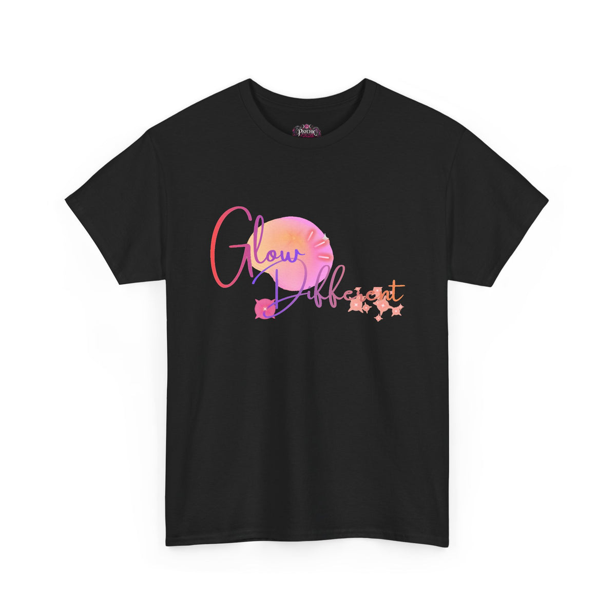 Glow Different Tee — Inspirational Pastel Script Graphic T-Shirt