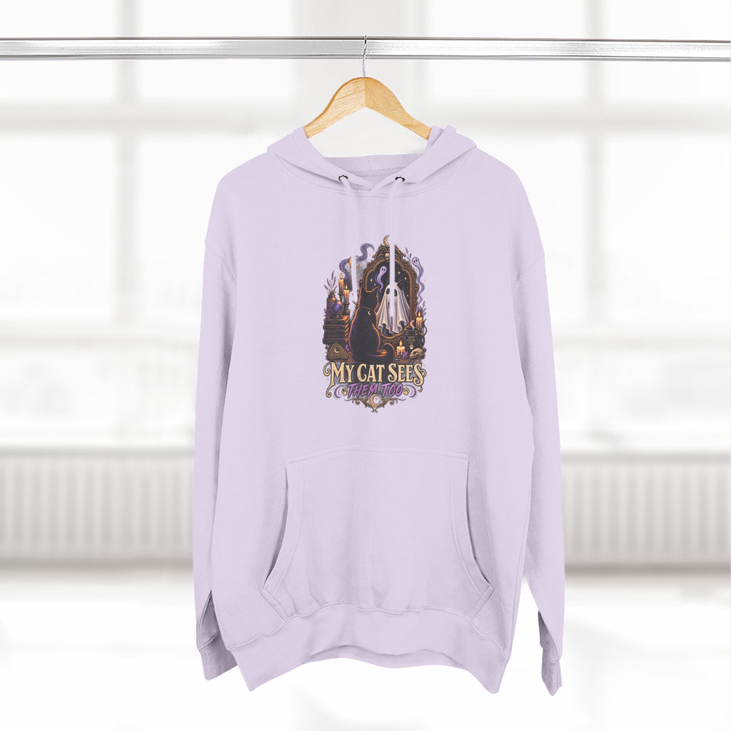 My Cat Sees Them Too- Black Cat Ghost Hoodie