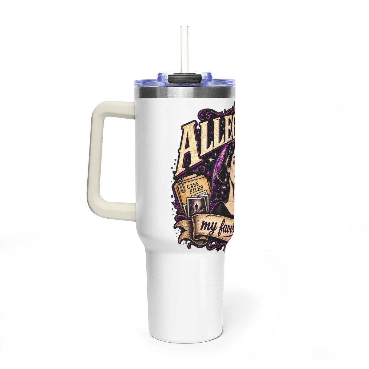 40oz Vacuum Tumbler - "Allegedly" Retro Detective Graphic