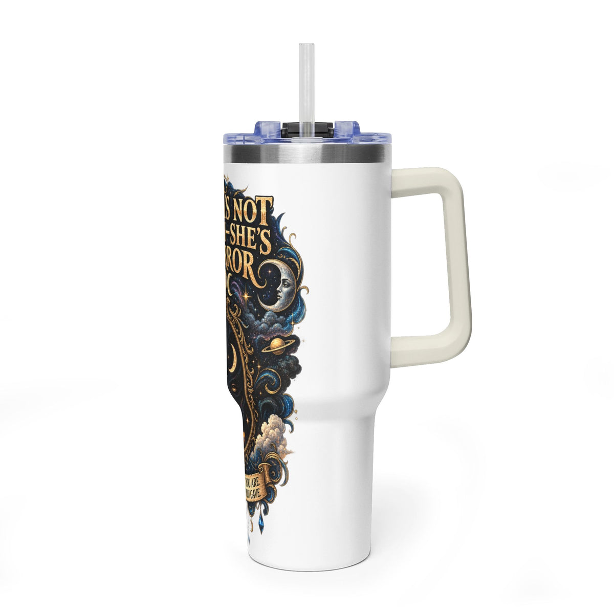 Karma Mirror 40oz Vacuum Tumbler – Celestial Sun & Moon Thermal Cup