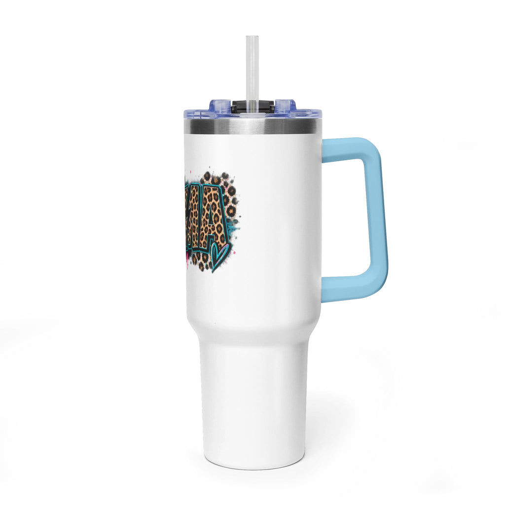 40oz Vacuum Tumbler — Mema Leopard Print Floral Design
