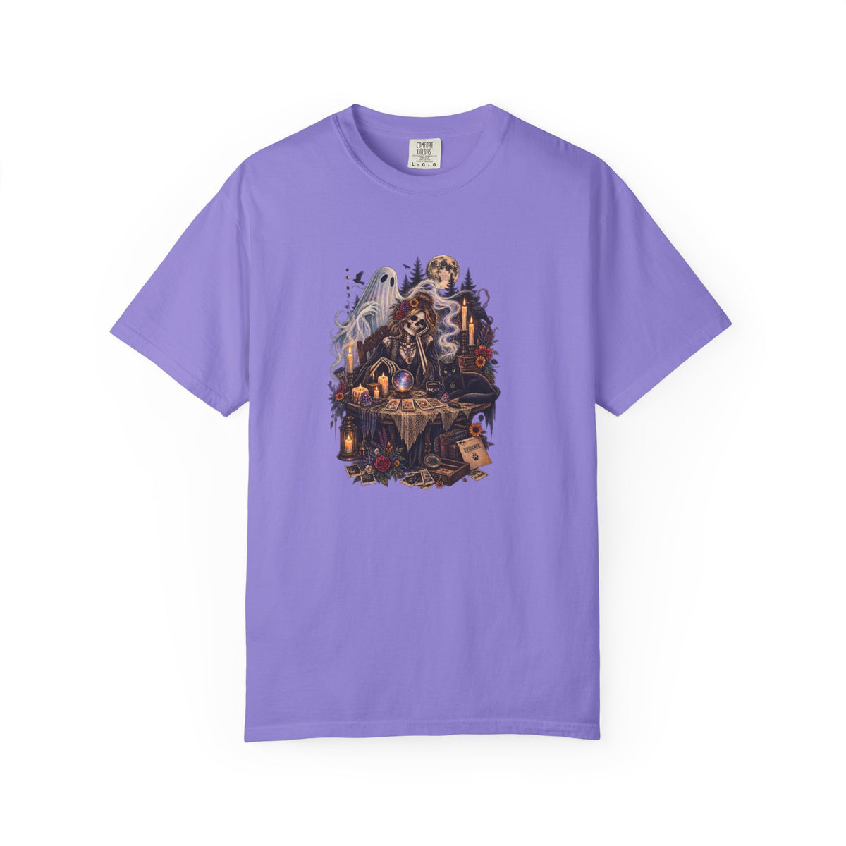 Tarot Seance Skeleton, Black Cat & Ghost Graphic Tee