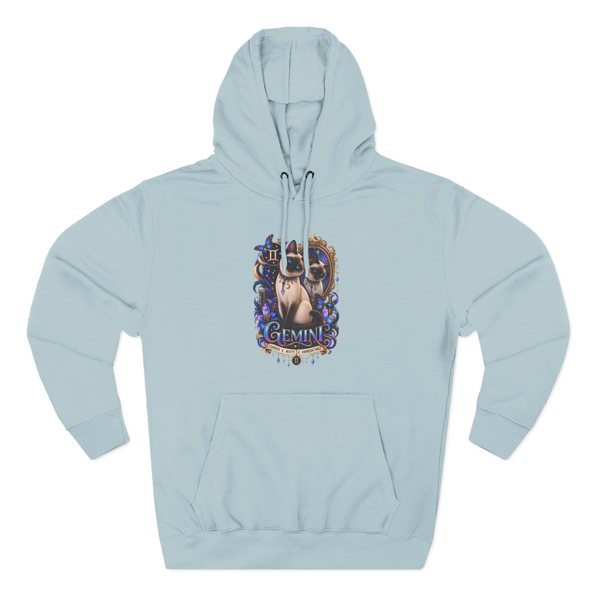 Gemini Siamese Zodiac Hoodie — Mystical Celestial Cat Astrology Design