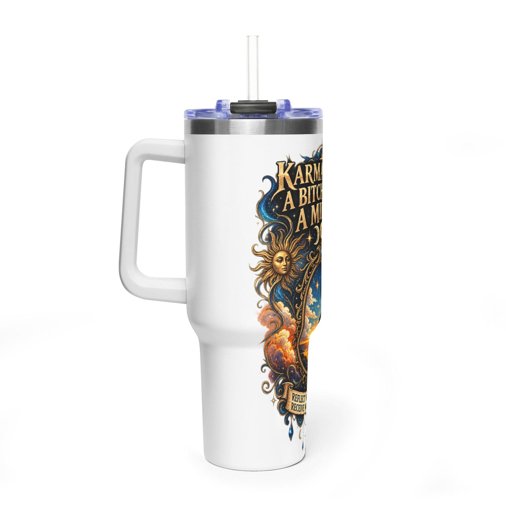 Karma Mirror 40oz Vacuum Tumbler – Celestial Sun & Moon Thermal Cup