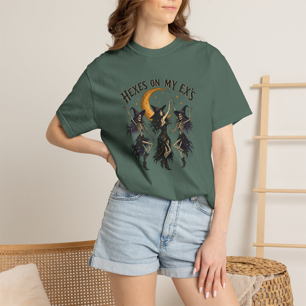 Witches and skeleton Graphic T-Shirt — "Hexes On My Ex's" Moon Witch Tee