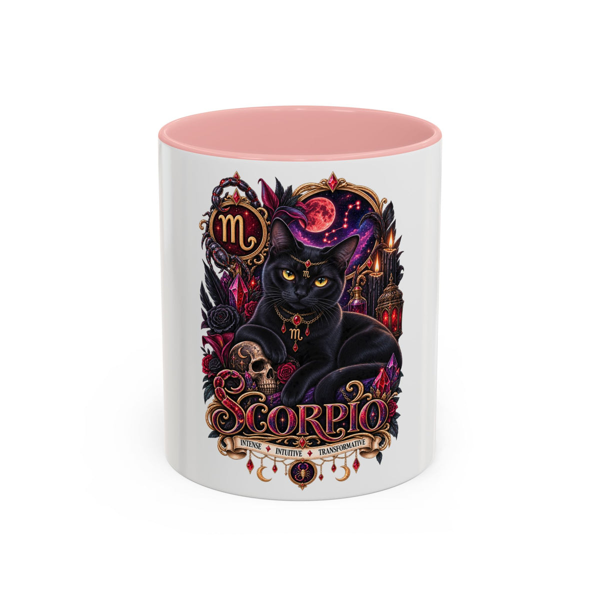 Scorpio Zodiac Black Cat Accent Coffee Mug – Astrology Gift (11oz & 15oz)