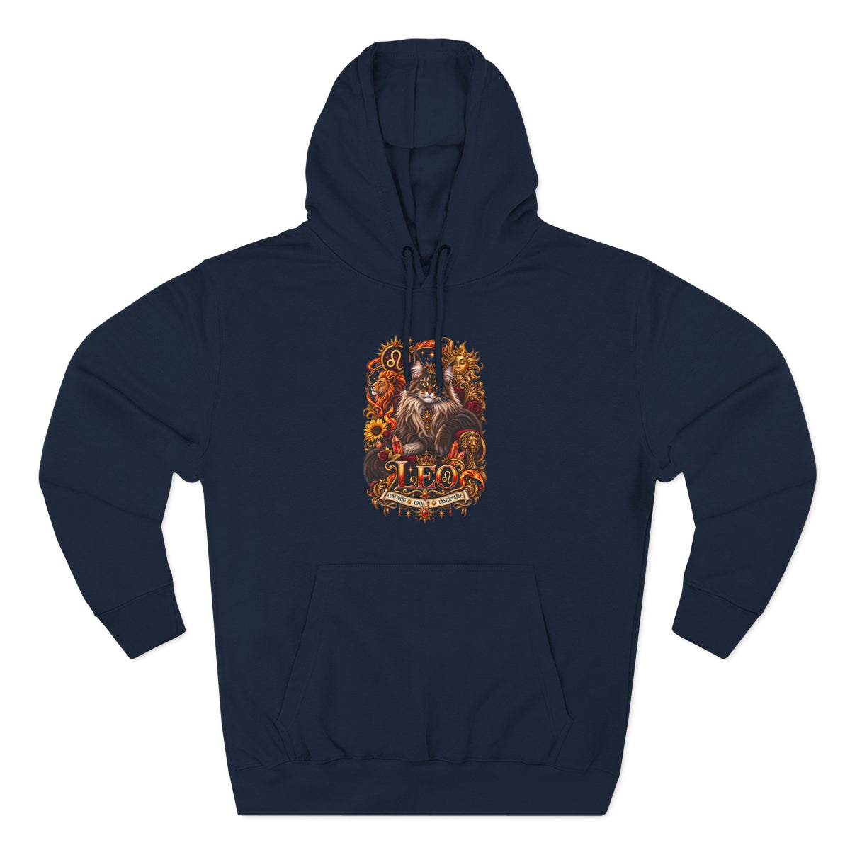 Leo Maine Coon Zodiac Hoodie — Mystical Celestial Cat Astrology Design