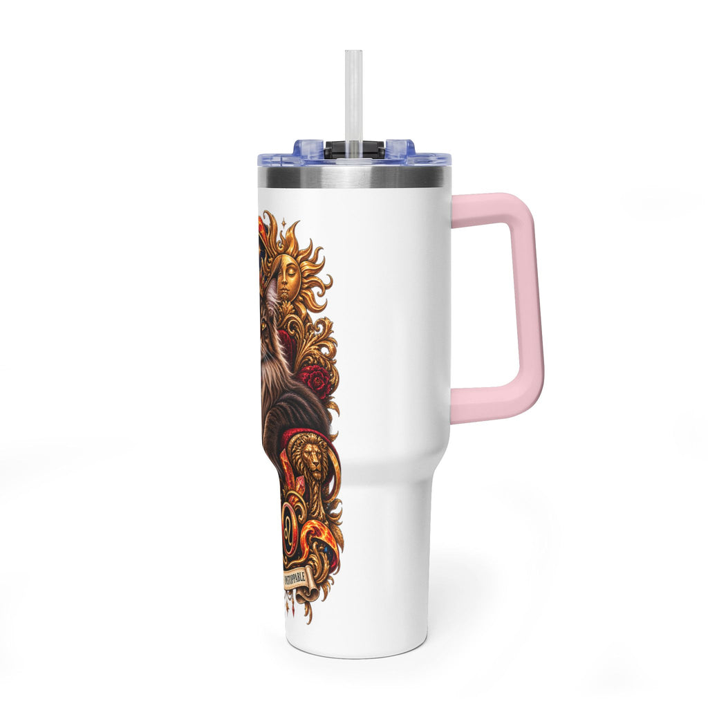 Leo Zodiac 40oz Vacuum Tumbler – Maine Coon Cat Astrology Travel Mug