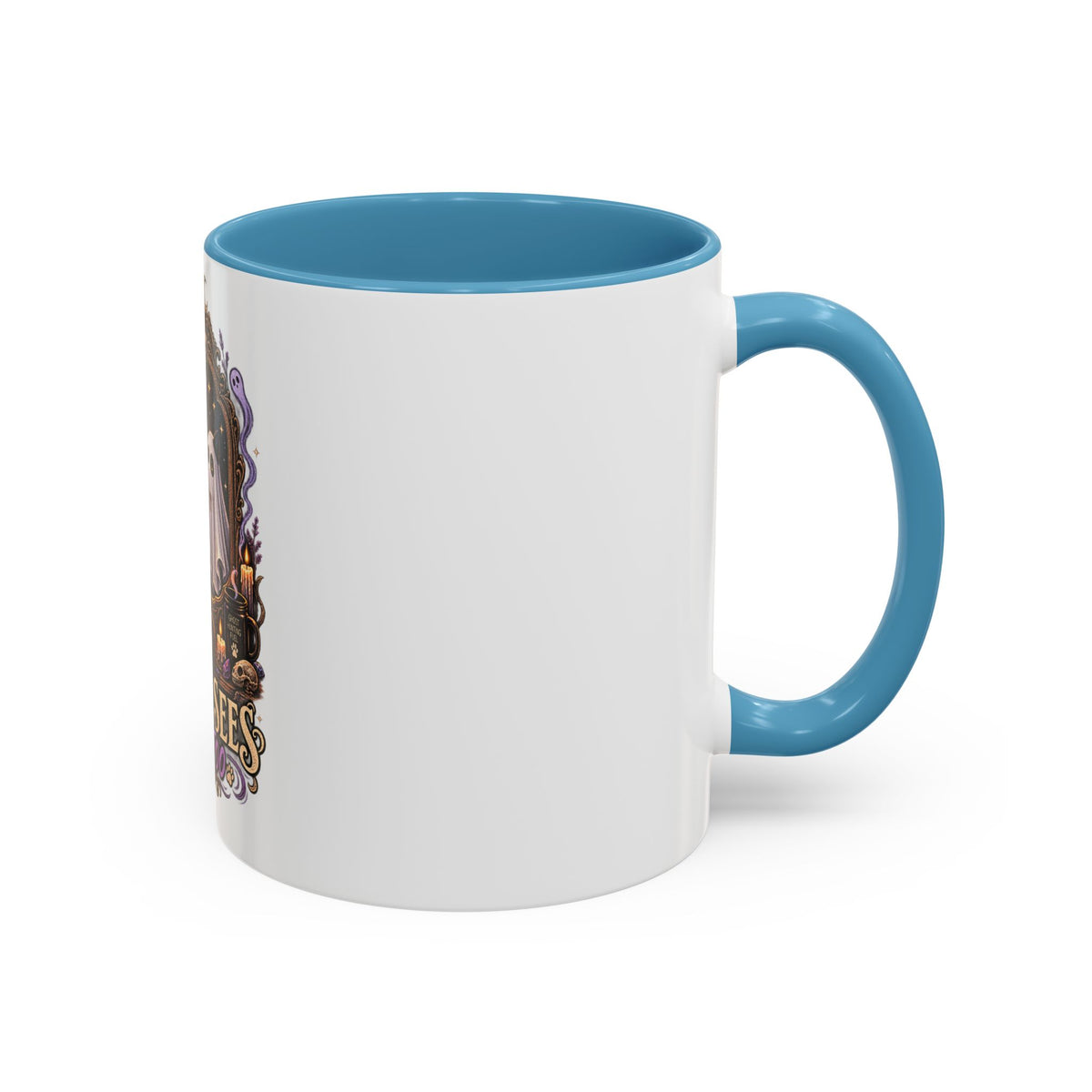 My Cat Sees Them Too Accent Coffee Mug – Halloween Cat & Ghost 11/15oz