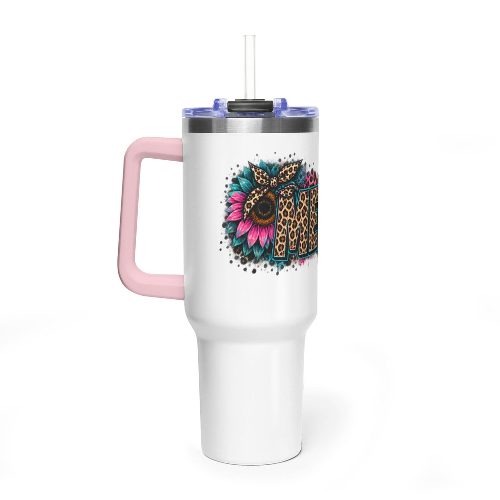 40oz Vacuum Tumbler — Mema Leopard Print Floral Design