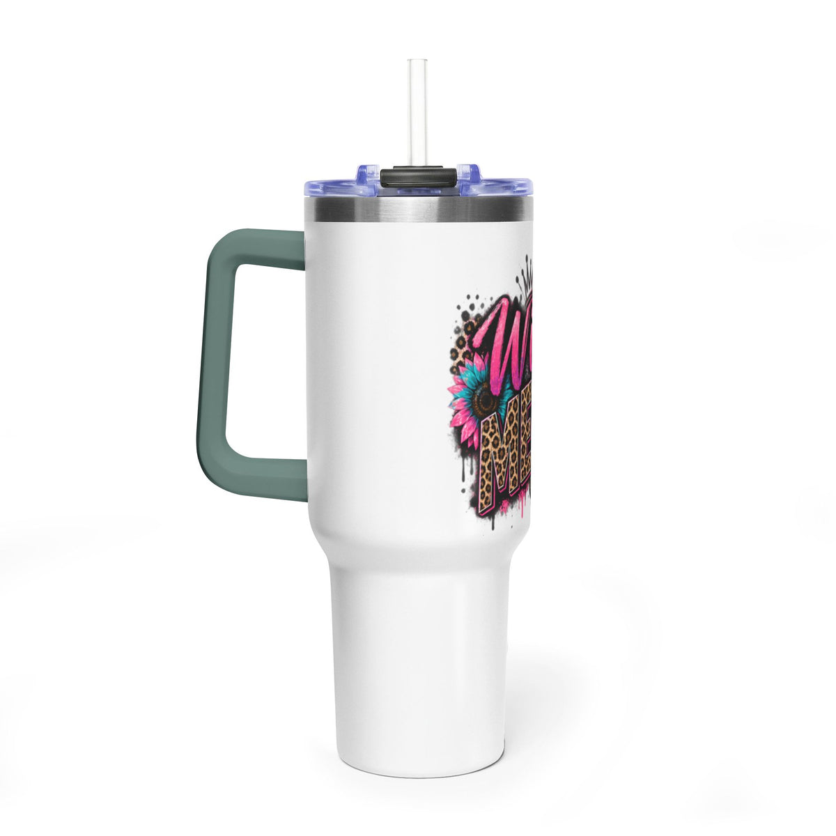 40oz Tumbler - "Wild Mom" Leopard Print Thermal Travel Cup