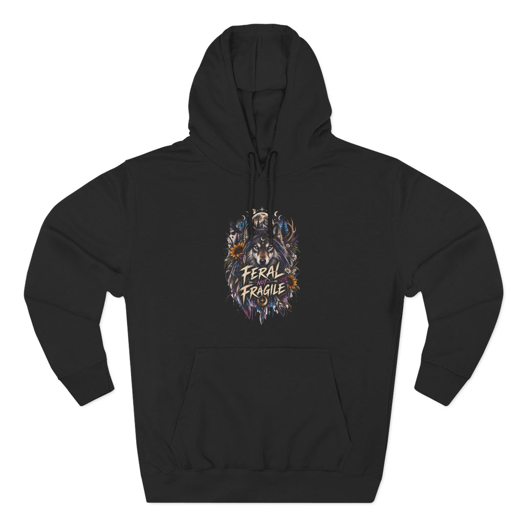 Feral not Fragile Wolf Graphic Hoodie — Wildlife-Inspired Comfort Pullover
