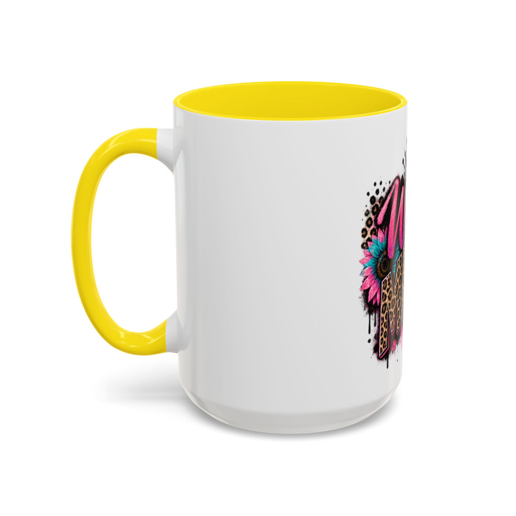 Wild Mama Leopard Accent Coffee Mug – Fun Mom Gift, Pink Crown Graphic (11/15 oz)