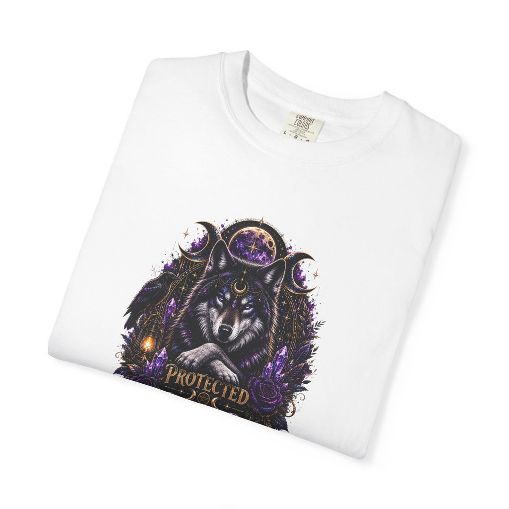 Protector Wolf T-Shirt — "Protected, Guided, Unfuckwithable" Spiritual Graphic Tee