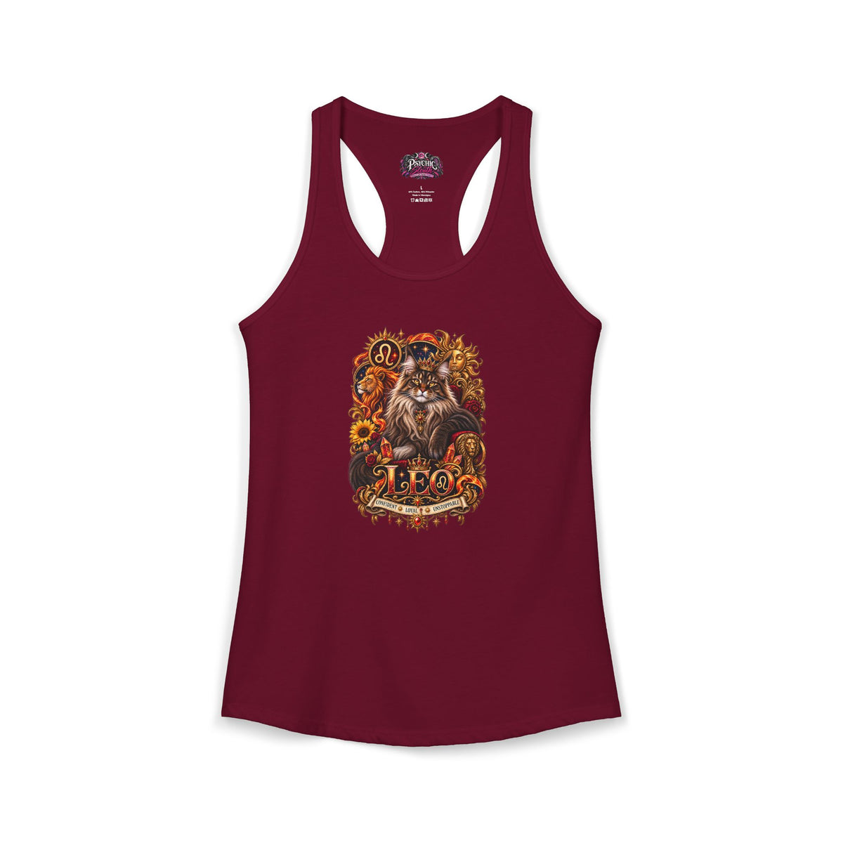 Leo Maine Coon Cat Zodiac Tank- Celestial Astrology Cat Lover Tank