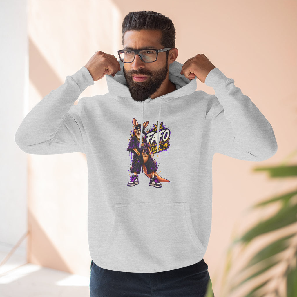 Streetstyle Kangaroo Graphic Hoodie — "FAFO" Retro Character Pullover