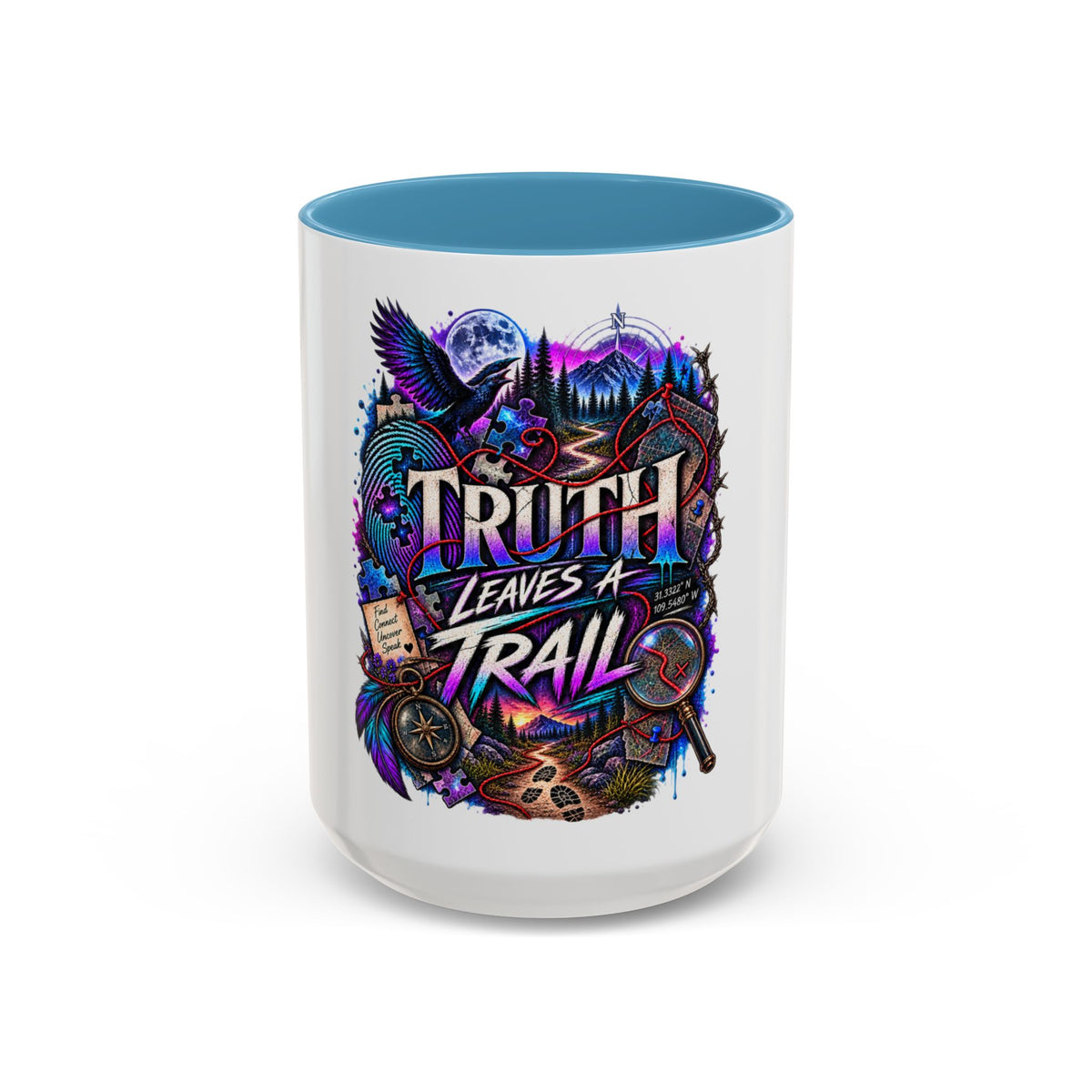 Truth Leaves a Trail Coffee Mug — Mystery Detective Noir Design (11/15 oz)