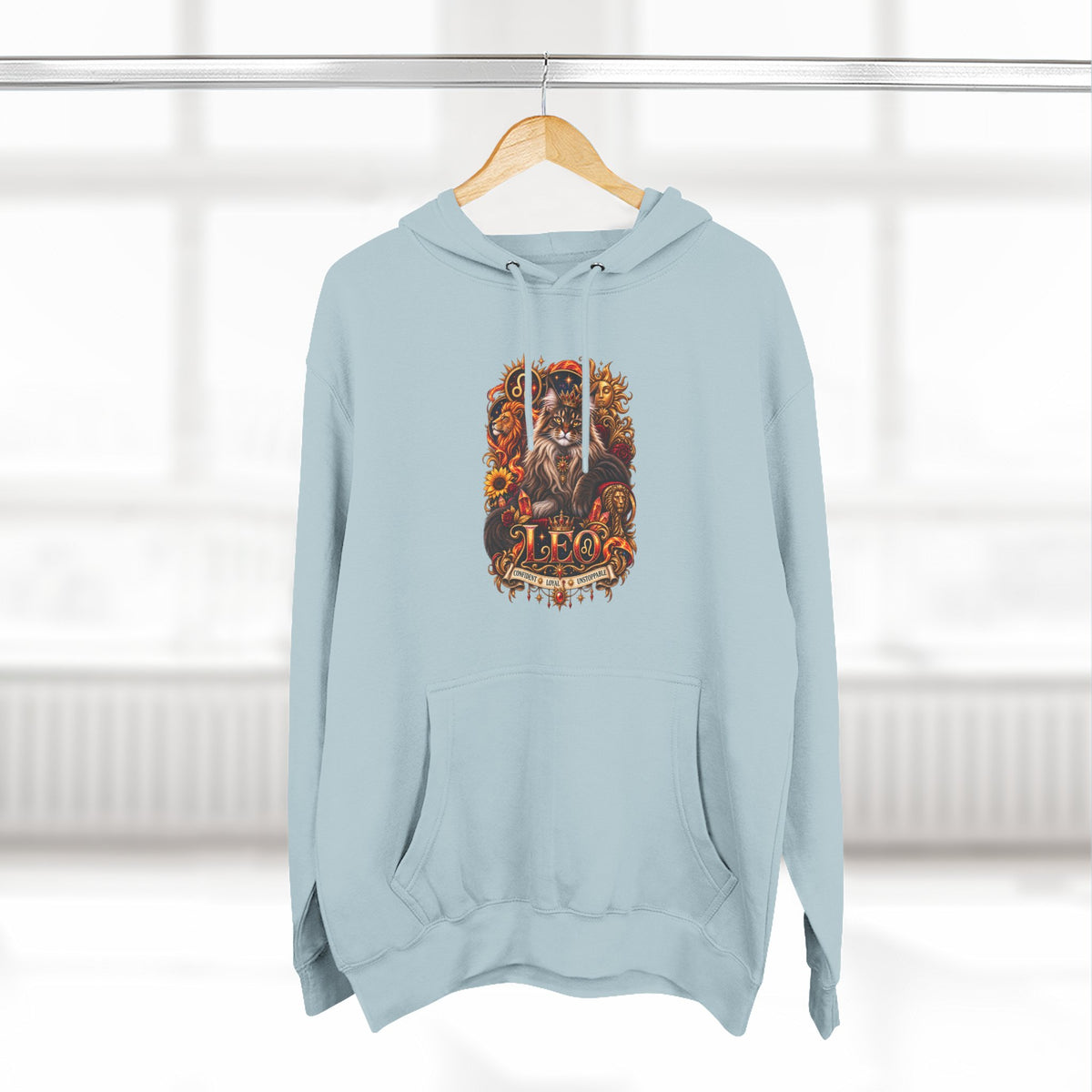 Leo Maine Coon Zodiac Hoodie — Mystical Celestial Cat Astrology Design