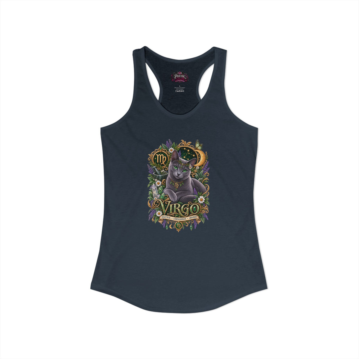 Virgo Russian Blue Zodiac Tank- Celestial Astrology Cat Lover Tank