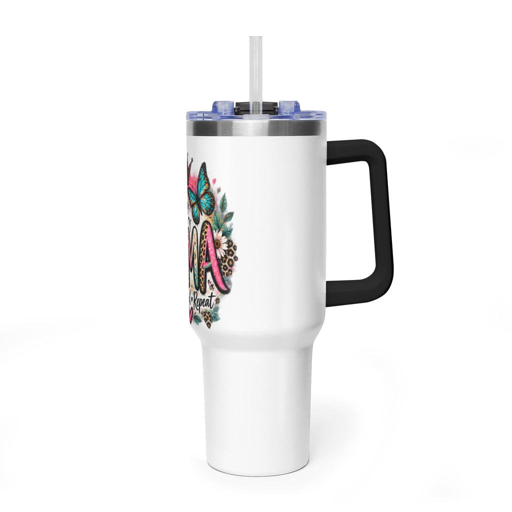 40oz Mama Tumbler – Floral Crown, Butterfly & 'Mama' Design Vacuum Thermal Mug
