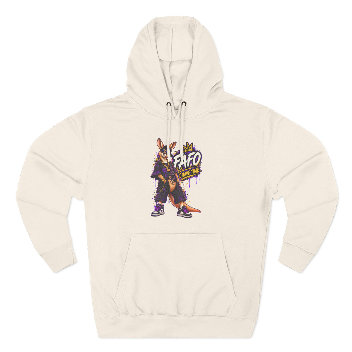 Streetstyle Kangaroo Graphic Hoodie — "FAFO" Retro Character Pullover