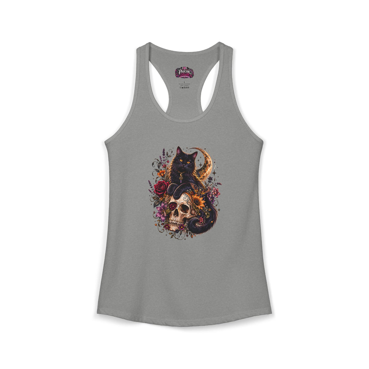 Black Cat and Floral Skeleton Gothic Tank