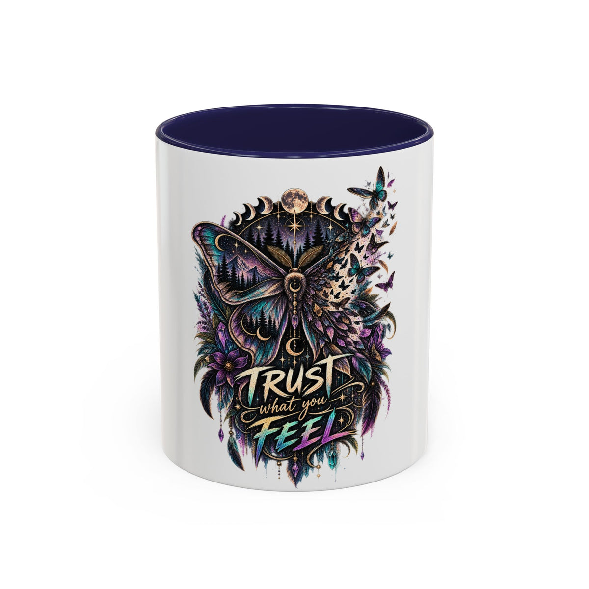 Trust What You Feel Moth Coffee Mug – Inspirational 11/15oz Accent Mug