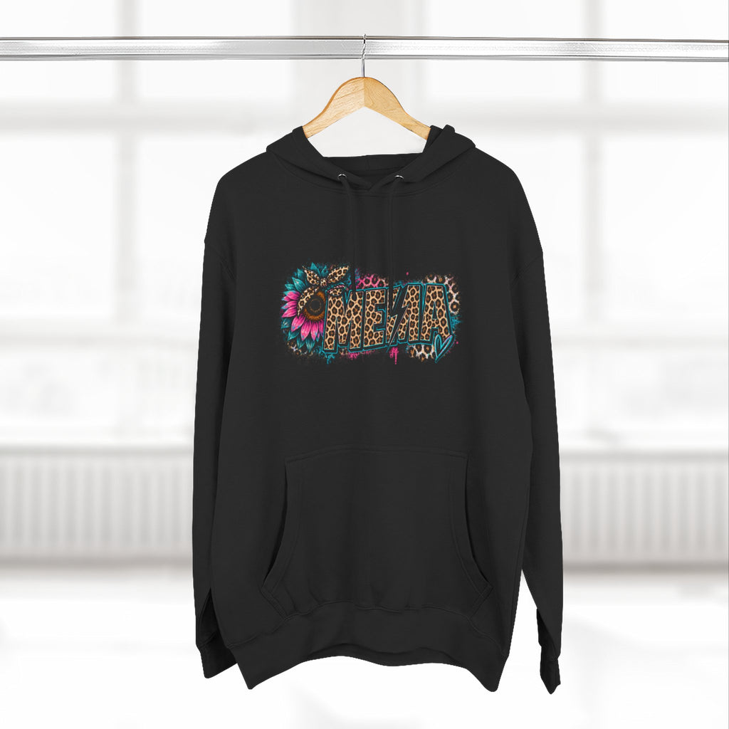 MEMA Leopard Floral Heat Hoodie — Cozy Fleece Pullover with Leopard & Flowers Design