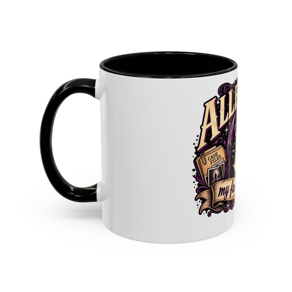 Allegedly Coffee Mug — Retro Pinup Mystery Design