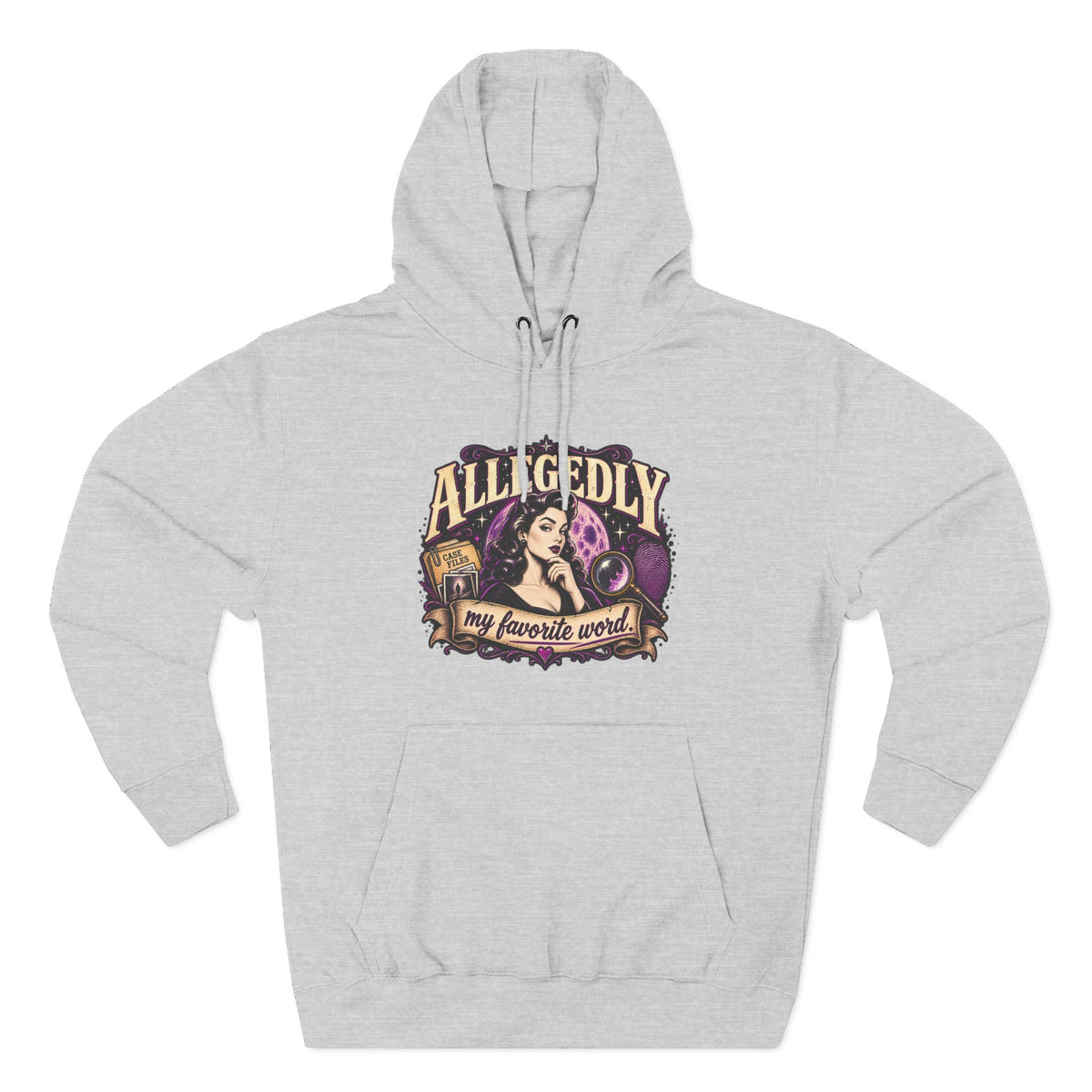 Hoodie — "Allegedly My Favorite Word" Retro Witch Graphic