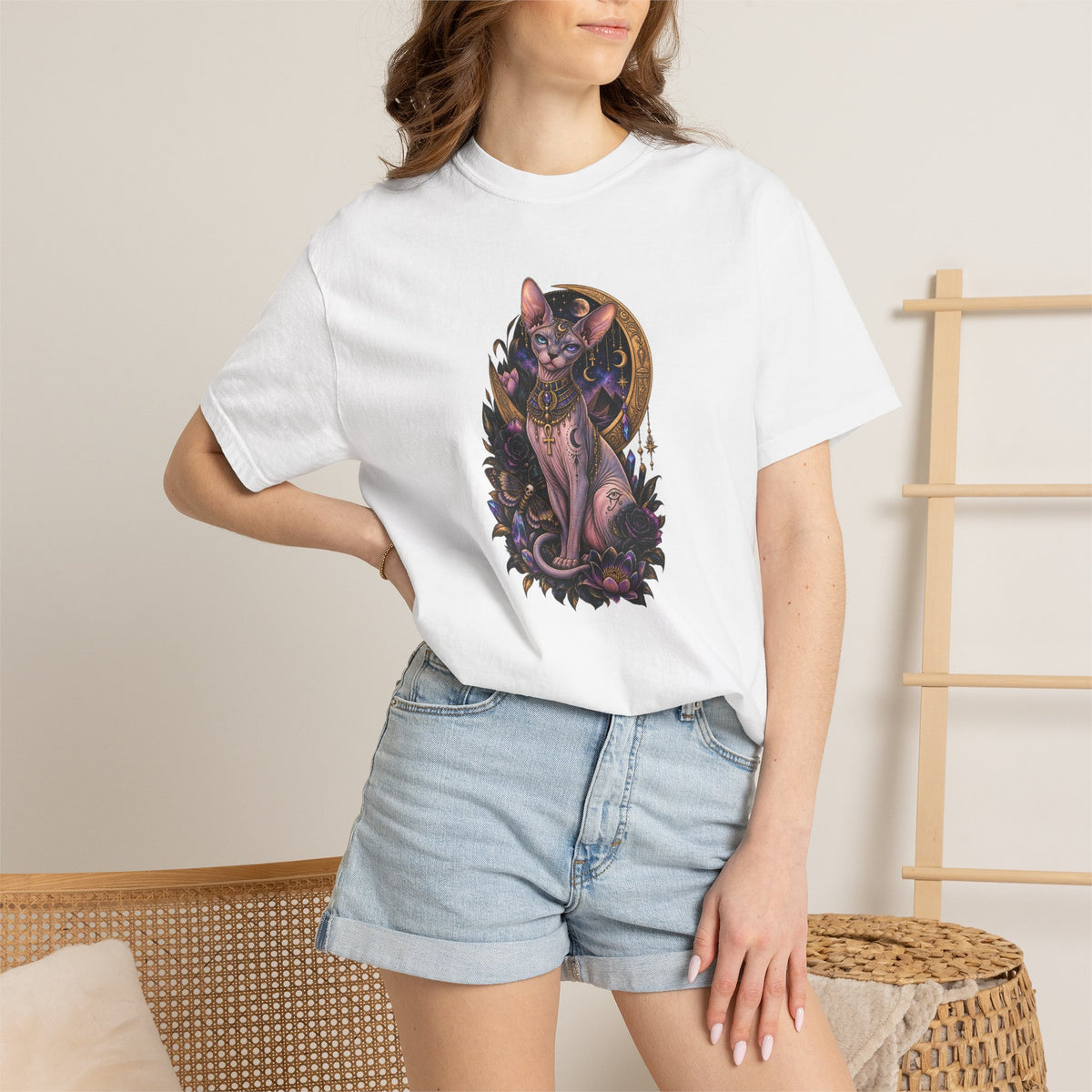 Egyptian Sphynx Moon cat Graphic T-Shirt