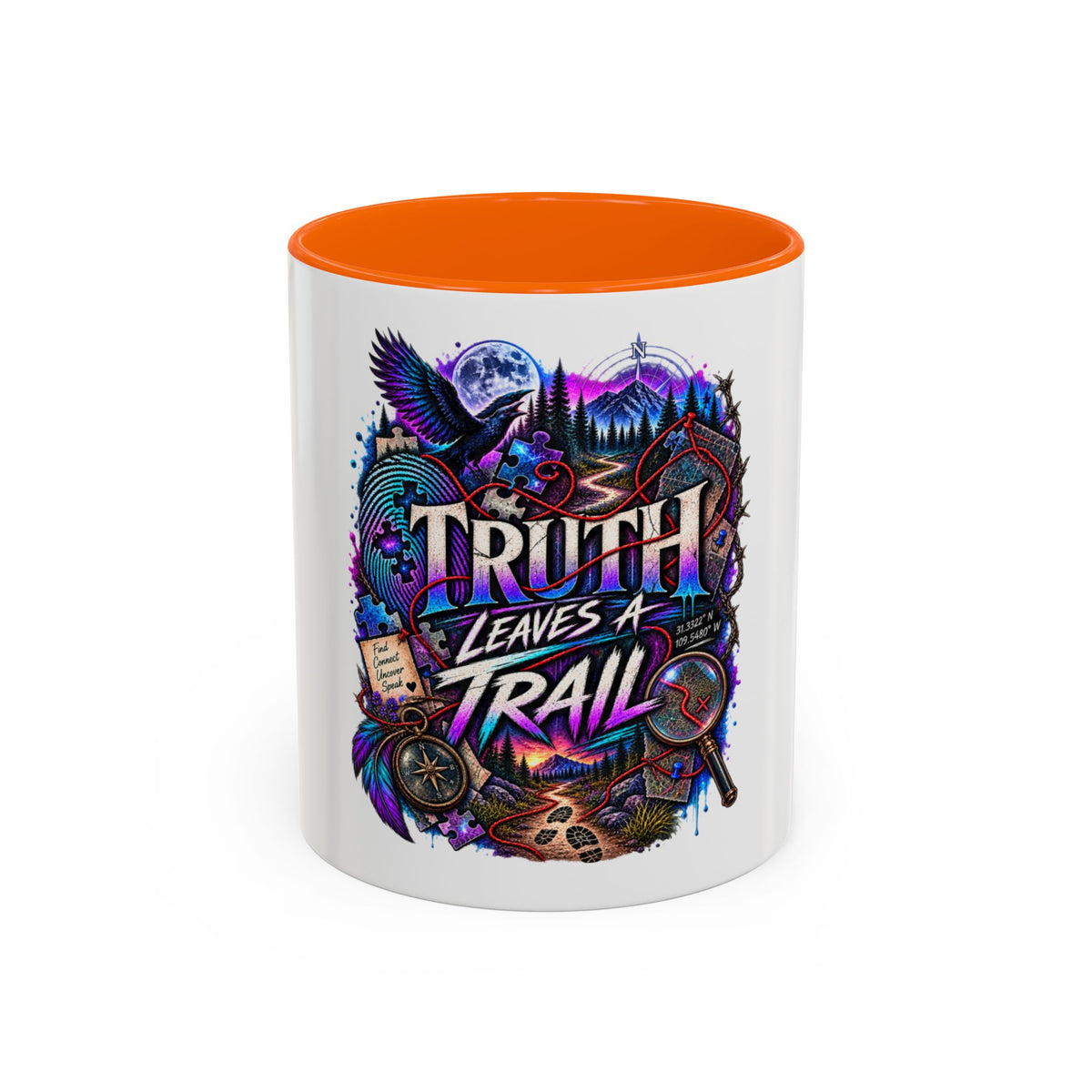 Truth Leaves a Trail Coffee Mug — Mystery Detective Noir Design (11/15 oz)