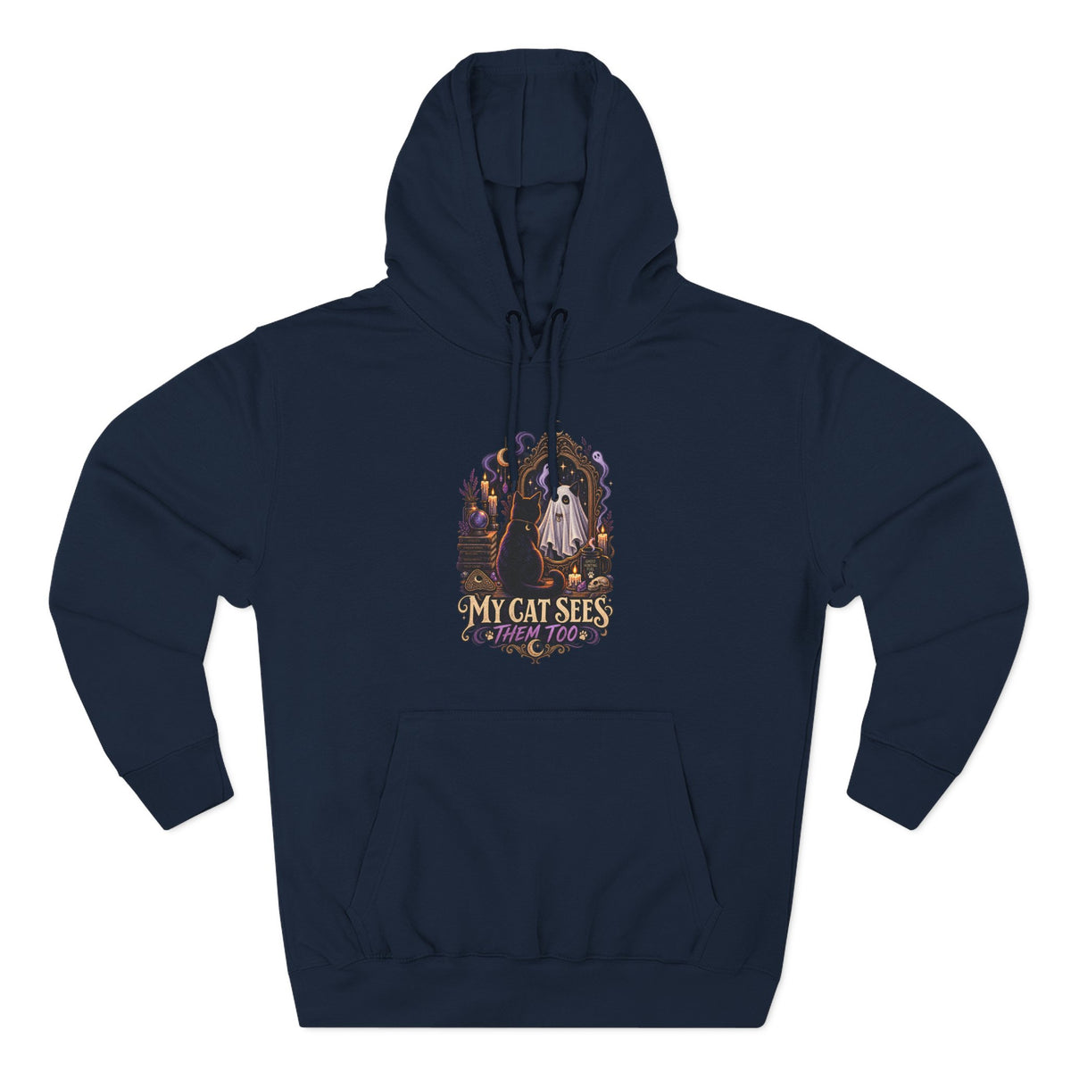 My Cat Sees Them Too- Black Cat Ghost Hoodie