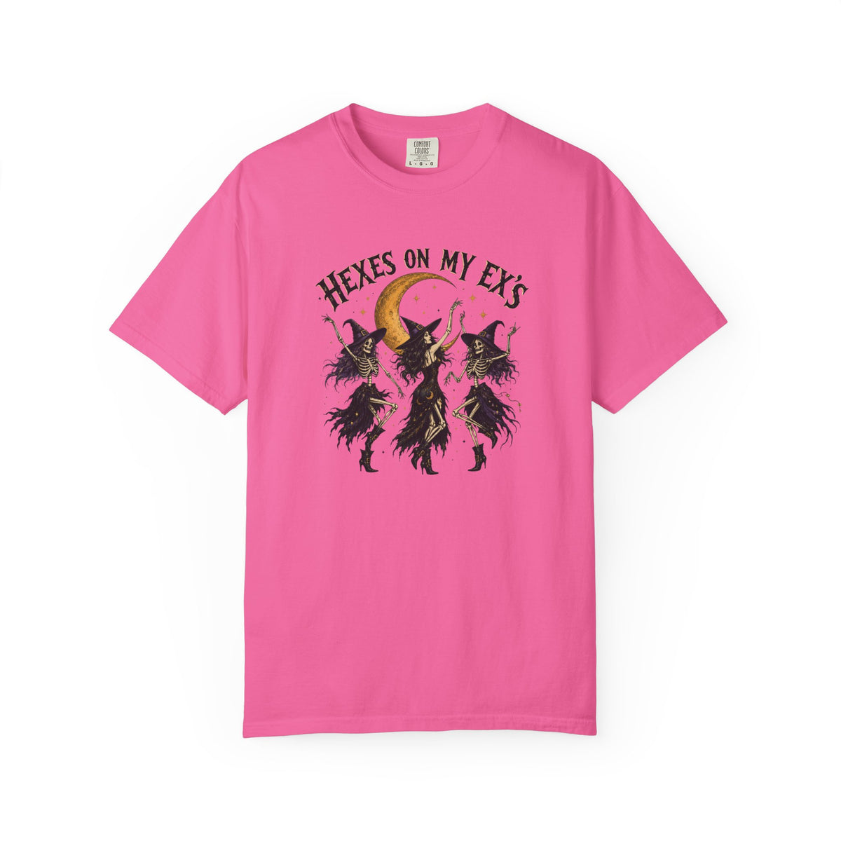 Witches and skeleton Graphic T-Shirt — "Hexes On My Ex's" Moon Witch Tee