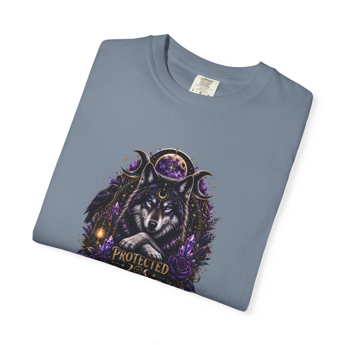 Protector Wolf T-Shirt — "Protected, Guided, Unfuckwithable" Spiritual Graphic Tee