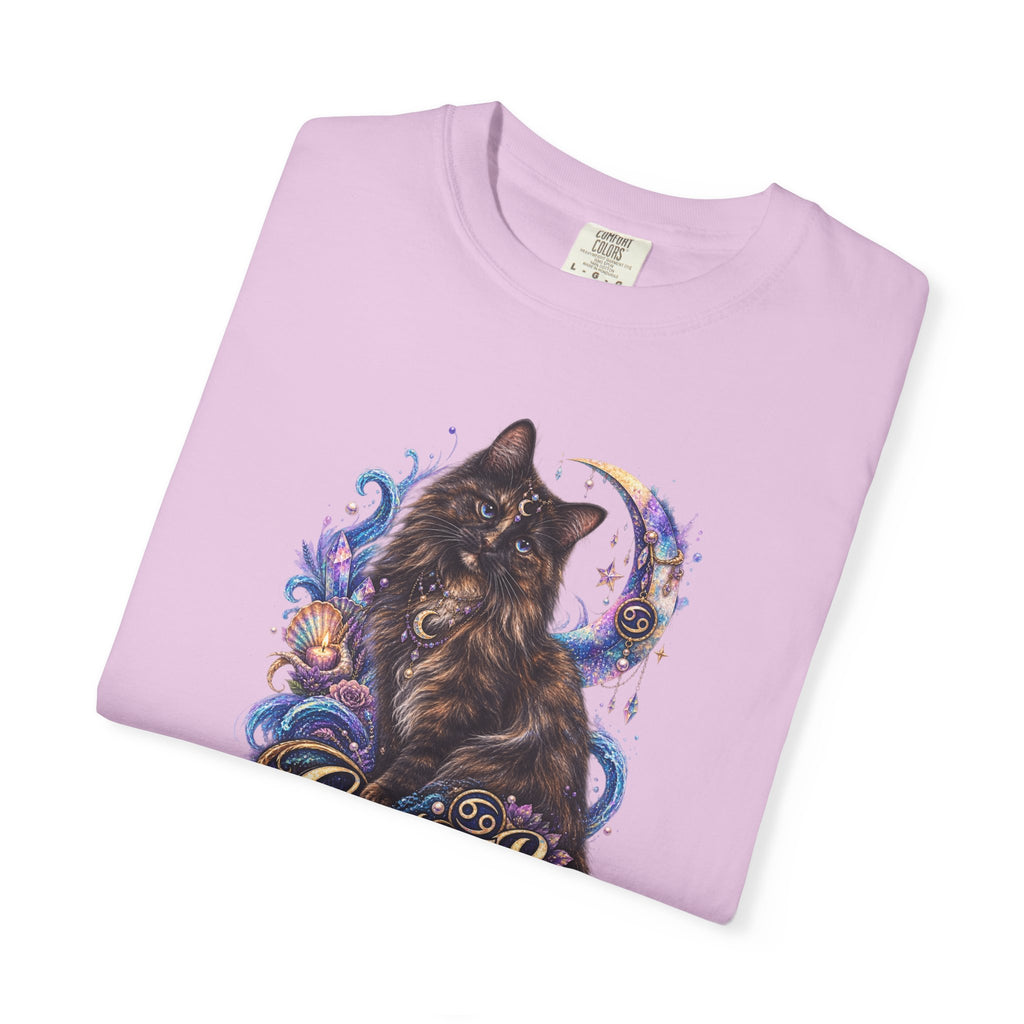 Cancer Zodiac T‑Shirt — Mystical Tortoiseshell   Cat Horoscope Design