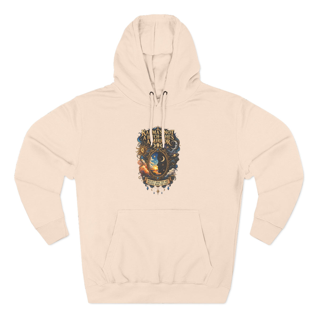 "Karma's not a Bitch she's a Mirror" Hoodie — Spiritual Boho Graphic Pullover