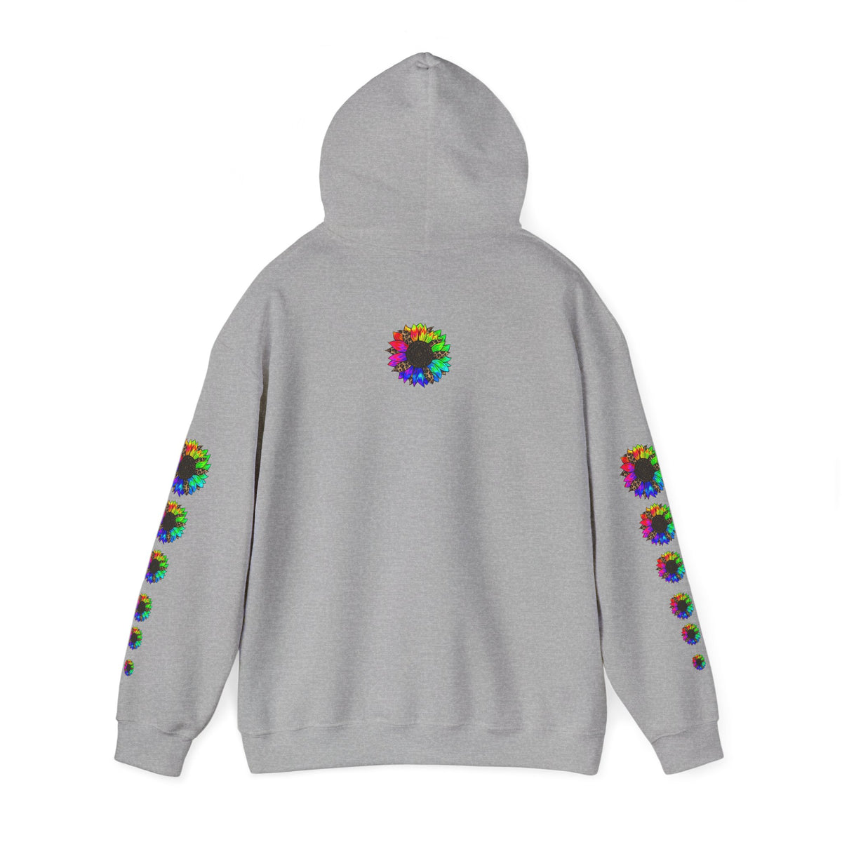 Inspirational Floral Hoodie – "Your Smile is Kind & Beautiful" Rainbow Sunflower Cozy Pullover