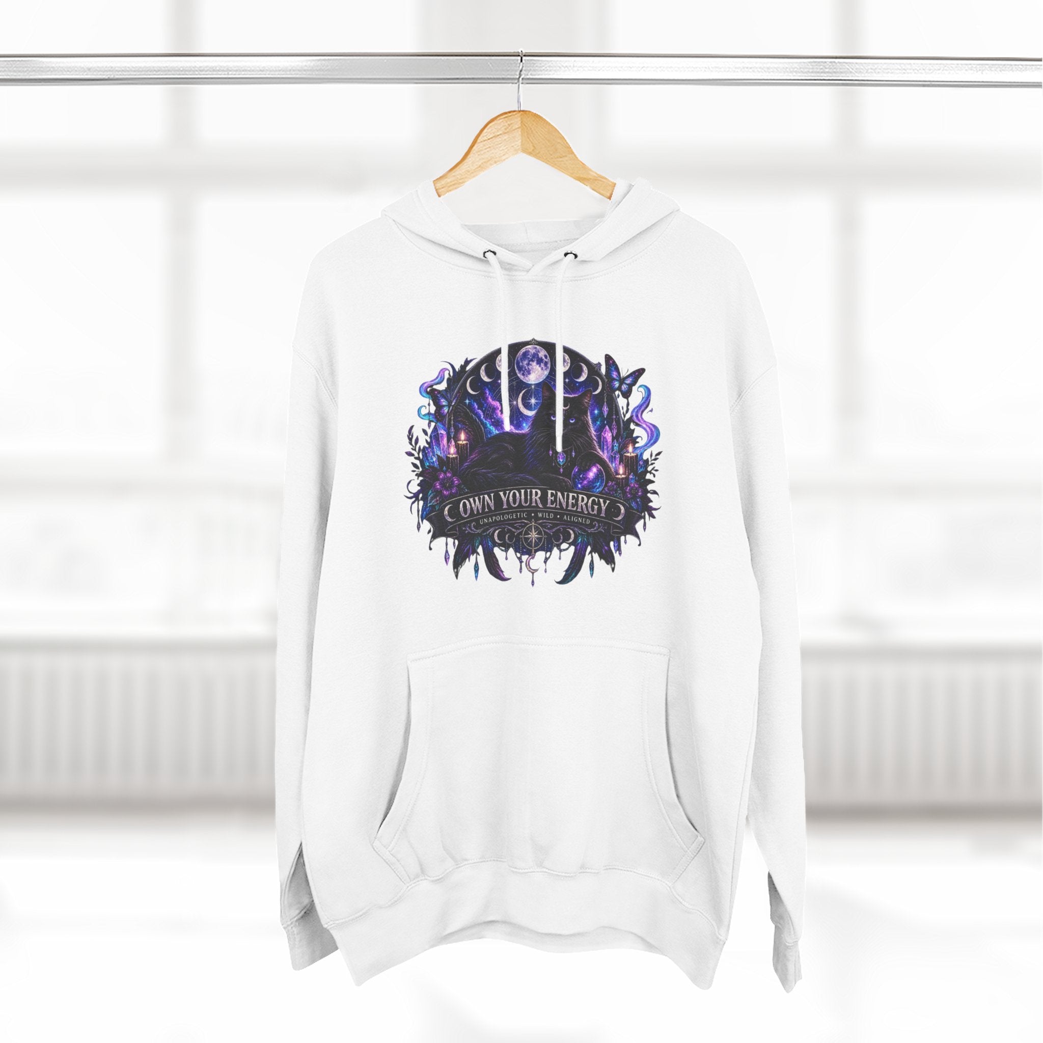 Mystical Black Cat Fleece Hoodie