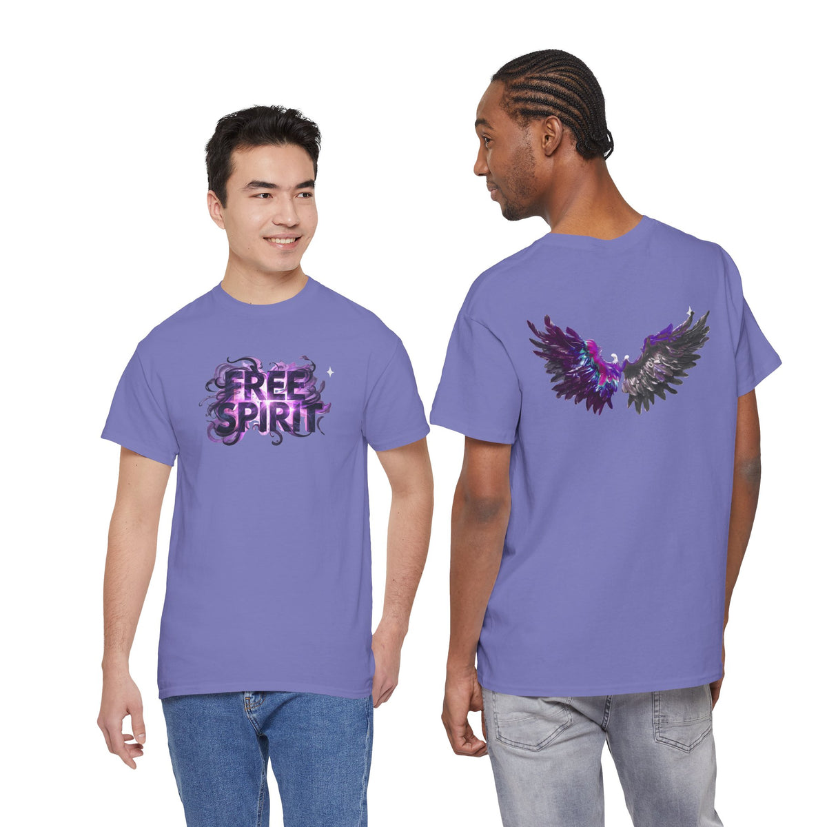 Free Spirit Tee — Purple Galaxy Wings Graphic T-Shirt
