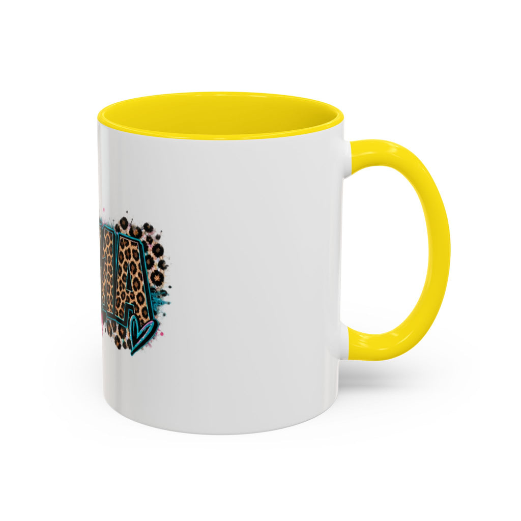 Leopard Print 'Mema' Accent Coffee Mug — Bold Animal Print Ceramic Mug- Mema Gift