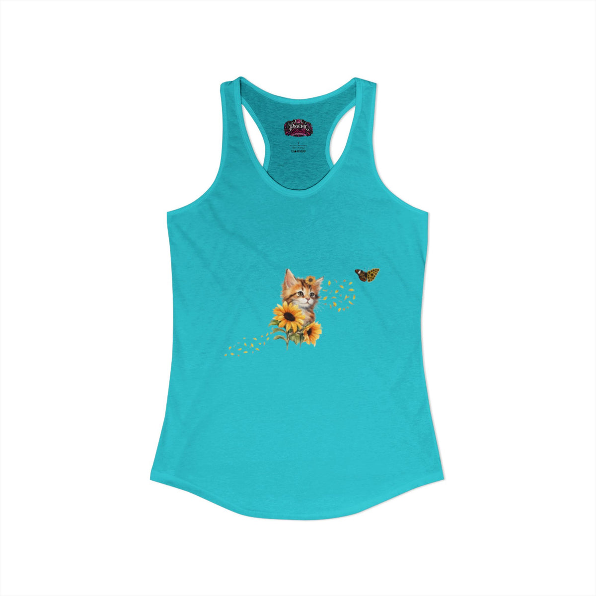 Kitten Sunflower Chasing Butterfly Tank