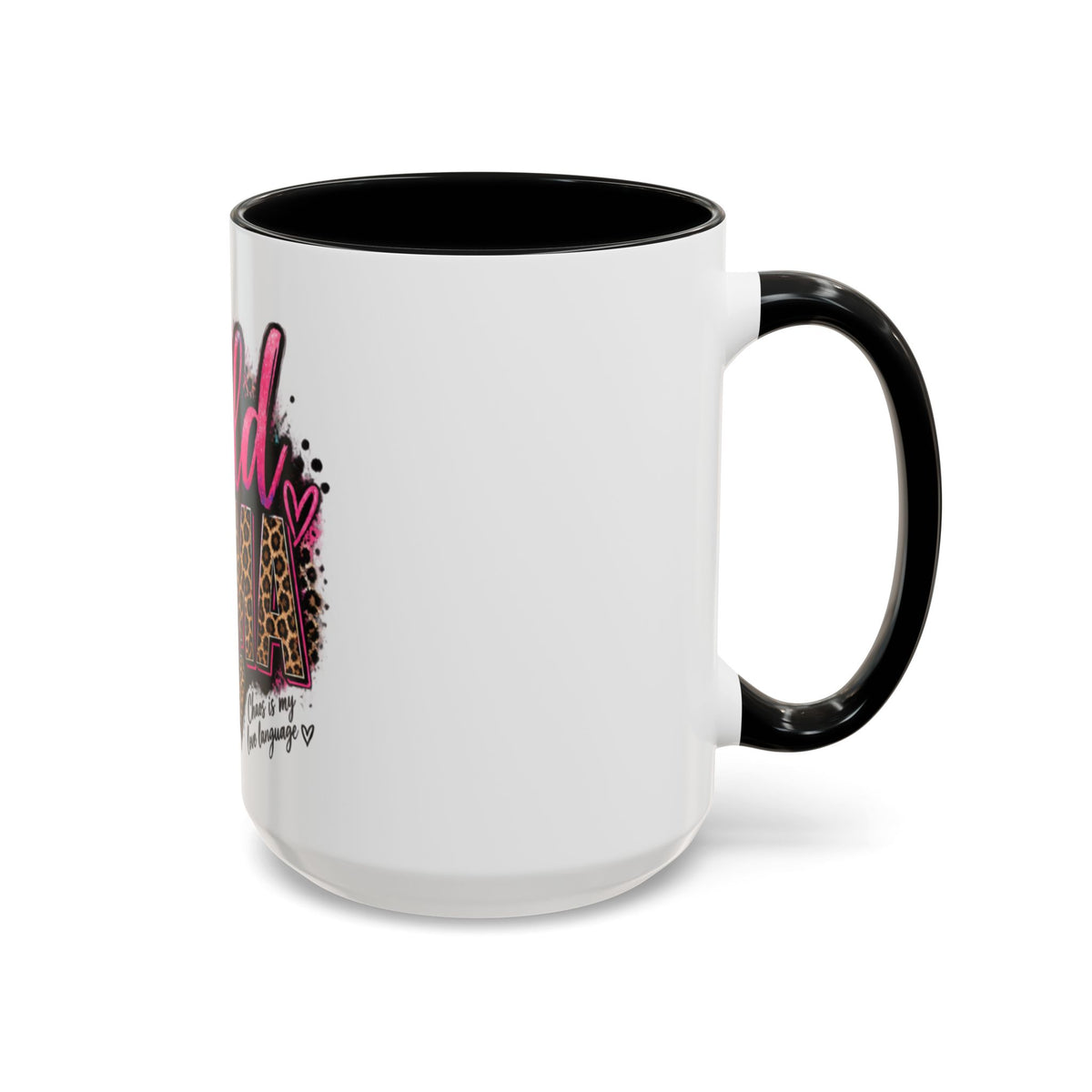 Wild Mama Leopard Accent Coffee Mug – Fun Mom Gift, Pink Crown Graphic (11/15 oz)