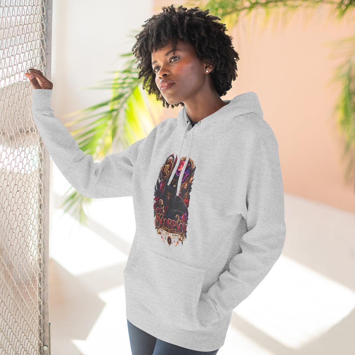 Scorpio Bombay Black Cat Floral Zodiac Hoodie — Intricate Scorpion Zodiac Sign