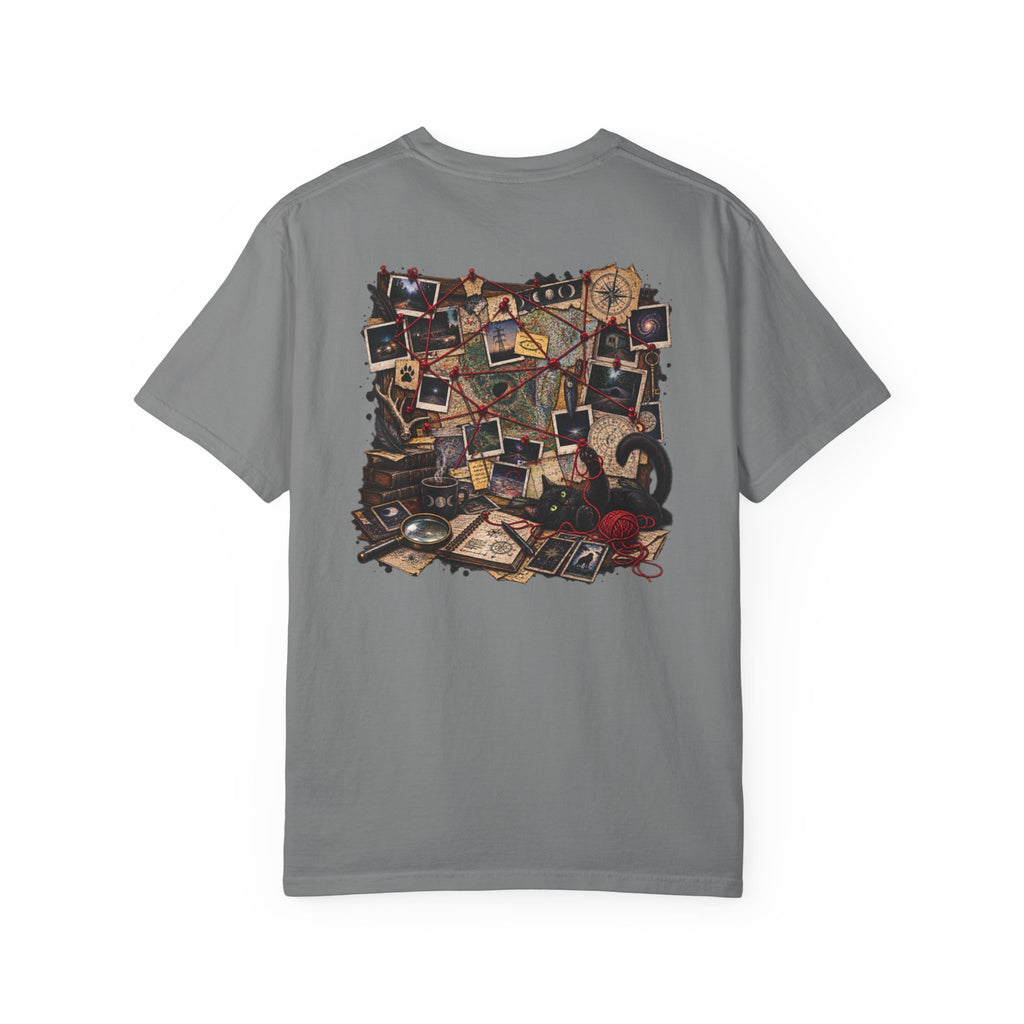 Mystery Evidence Board T-Shirt — Crime Scene Collage Graphic Tee